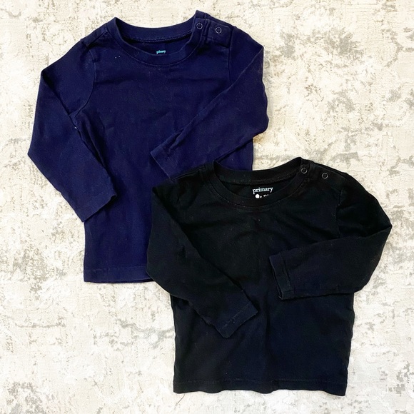 Primary | Navy & Black 12-18M Long Sleeve Shirts